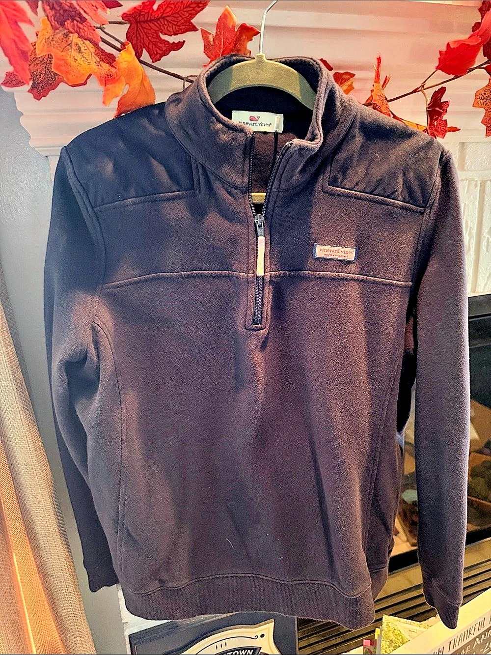 vineyard vines Shep Shirt Pullover Navy Quarter-Zip Fleece XL, wms XL